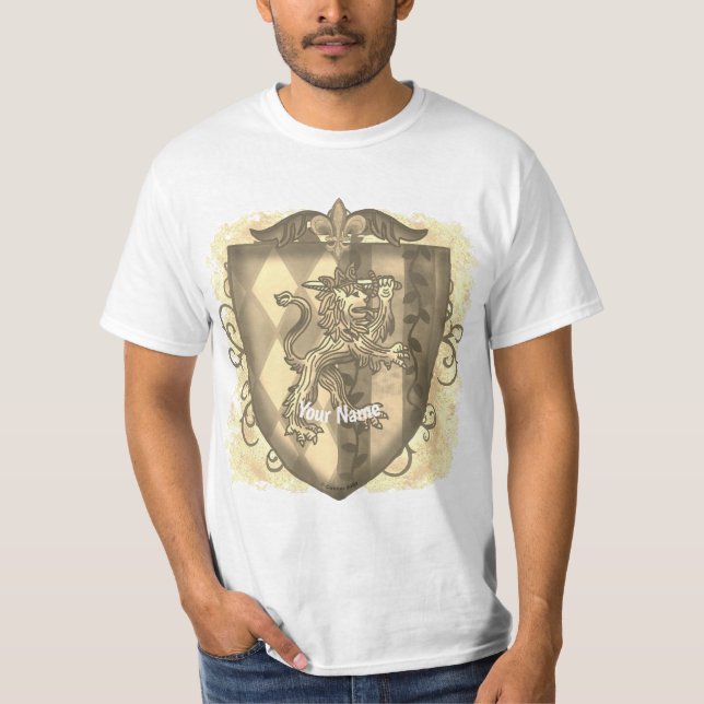 Camiseta Escudo de rayas de cresta de león apellido (Anverso)