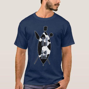 Camiseta Escudo de Zulu esconde a Spear Knobkerrie Sudáfric