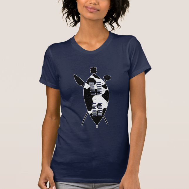 Camiseta Escudo de Zulu esconde a Spear Knobkerrie Sudáfric (Anverso)