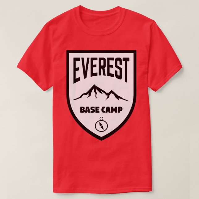 Camiseta Escudo del campamento base del Everest en blanco y (Diseño del anverso)