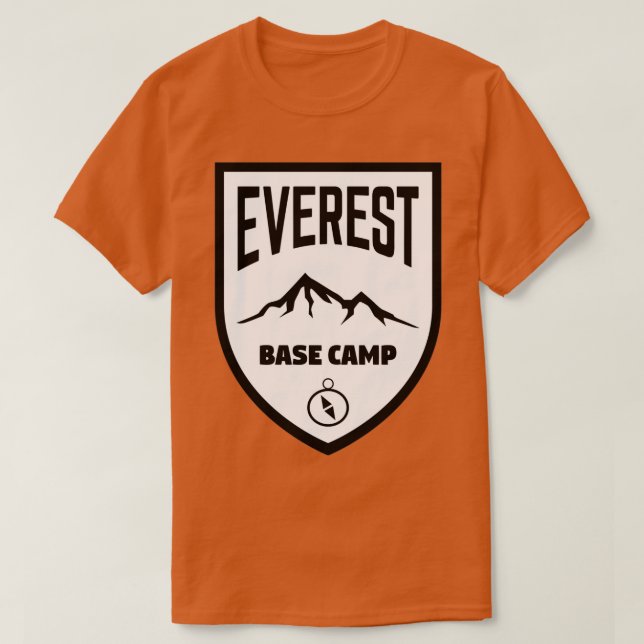 Camiseta Escudo del campamento base del Everest en blanco y (Diseño del anverso)