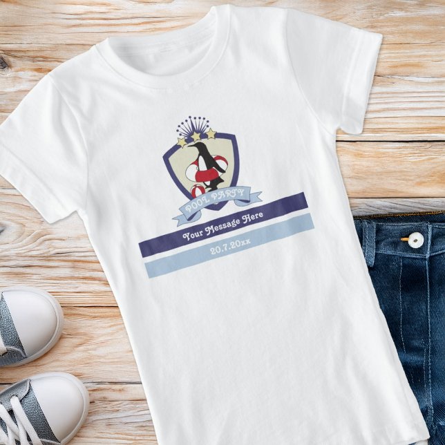 Camiseta Escudo del club de natación Cute Pingüino Fiesta d (Subido por el creador)