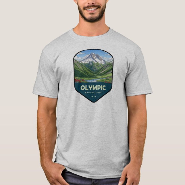 Camiseta Escudo del Parque Nacional Olímpico (Anverso)