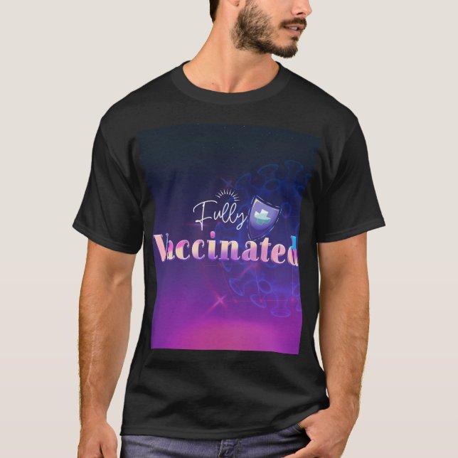 Camiseta Escudo holográfico totalmente vacunado     (Anverso)