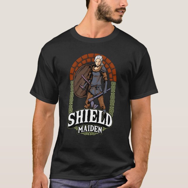 Camiseta Escudo Maiden Mujer Guerrera Viking Norse Mytholog (Anverso)