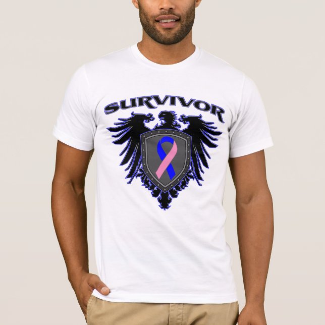 Camiseta Escudo masculino del superviviente del cáncer de (Anverso)