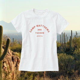 Camiseta Escudo Naranja quemada Familia Camping Trip Mujere