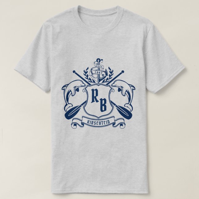 Camiseta Escudo náutico del laurel de los remos del ancla (Diseño del anverso)