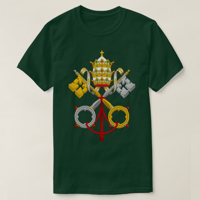 Camiseta Escudo papal de armas cruzado llaves (Diseño del anverso)