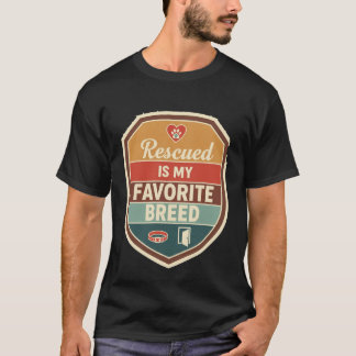 Camiseta Escudo Retro Rescatado Es Mi Adop Perro De Raza Fa