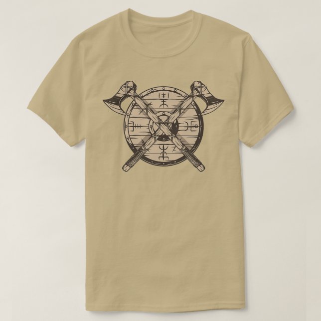 Camiseta Escudo Viking Y Ejes (Diseño del anverso)