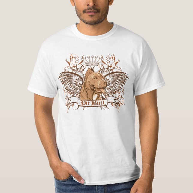 Camiseta Escudo y alas del perro del pitbull (Anverso)