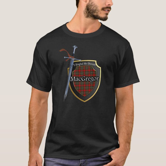Camiseta Escudo y espada escoceses del tartán de MacGregor (Anverso)