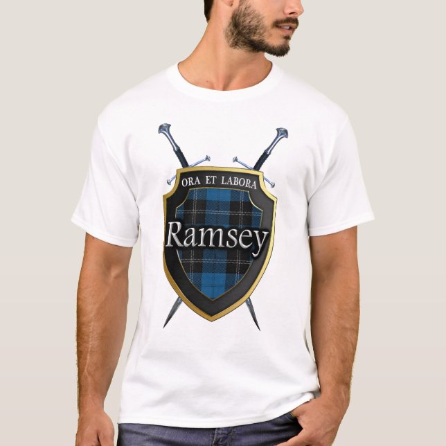 Camiseta Escudo y espadas de la tela escocesa de tartán de (Anverso)