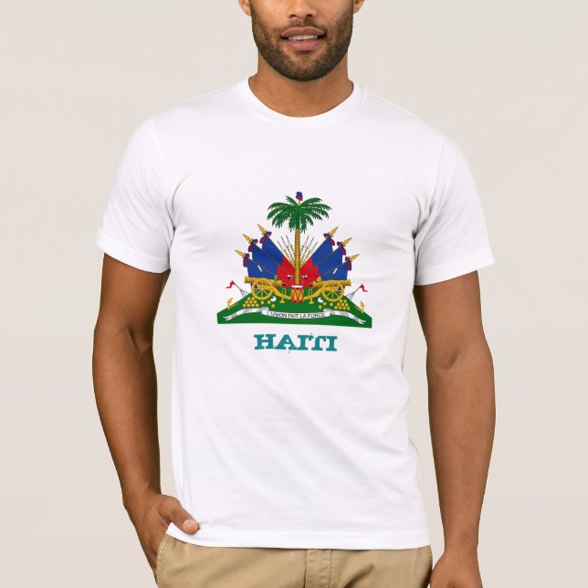Camiseta Escudos de armas haitianos y haitianos, moda de ba (Anverso)