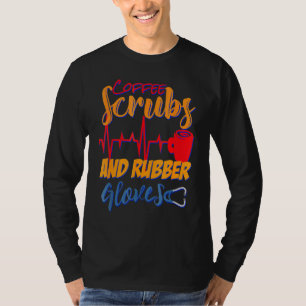 Camiseta Escudos de café y guantes de goma Enfermera Enferm
