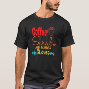 Camiseta Escudos de café y guantes de goma Enfermera Enferm