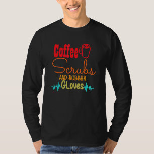 Camiseta Escudos de café y guantes de goma Enfermera Enferm