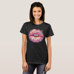 Camiseta Escudos discográficos rosados