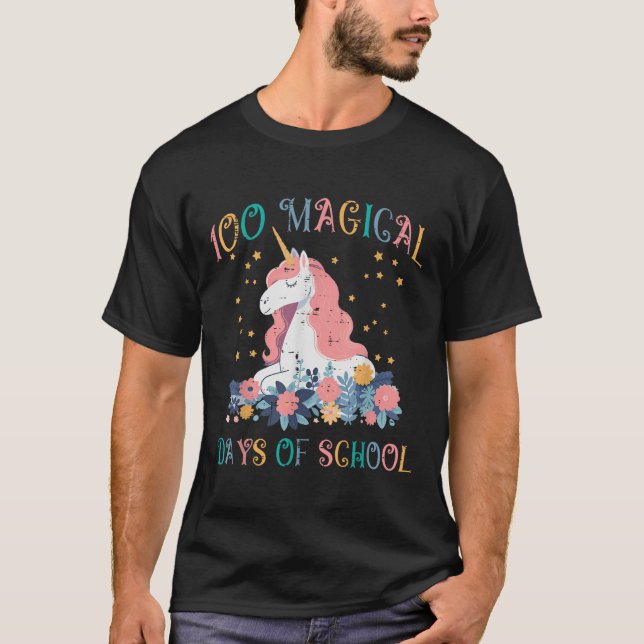 Camiseta Escuela 100 días mágicos de Unicorn, niño de cien  (Anverso)