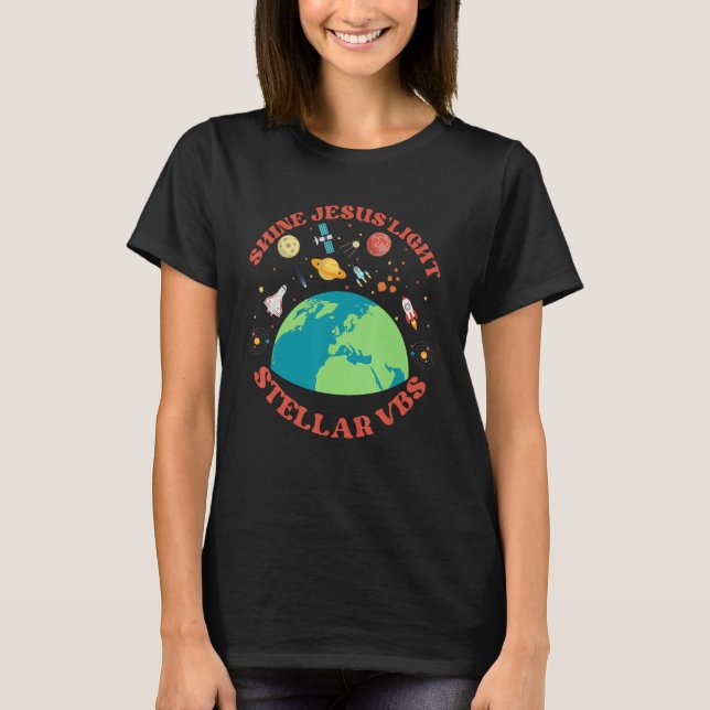 Camiseta Escuela bíblica de vacaciones estelar iluminar a J (Anverso)