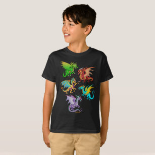 Camiseta Escuela colorida de los dragones del arco iris