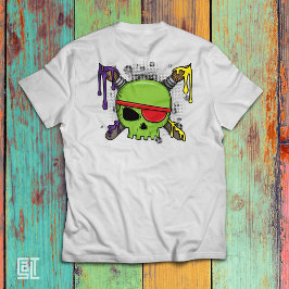 Camiseta Escuela de Arte Calavera con Pintura que Gotea Ese