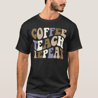 Camiseta escuela de café repetir el profesor sonrisa retro 