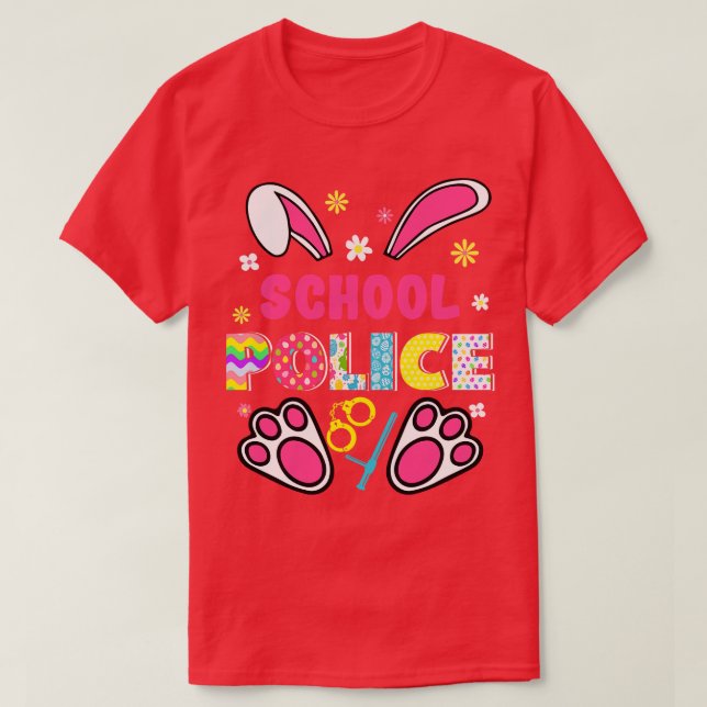 Camiseta Escuela de Conejo Funny Policía Día de Pascua Huev (Diseño del anverso)
