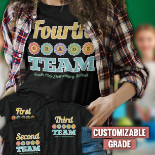 Camiseta Escuela de equipo de 4° grado de Flores de contorn