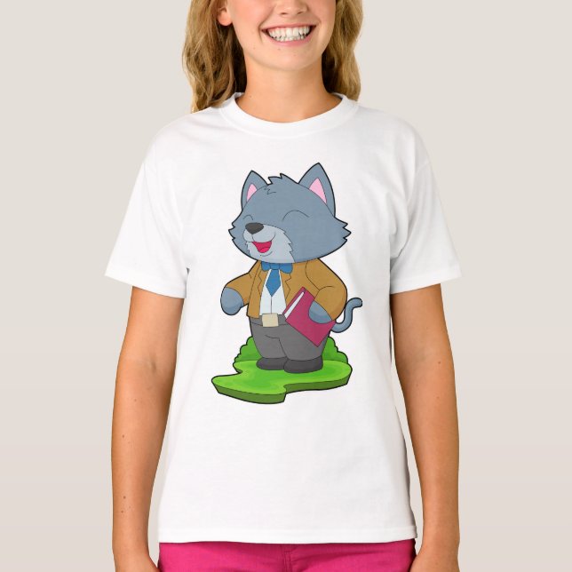 Camiseta Escuela de libros para profesores de gato (Anverso)