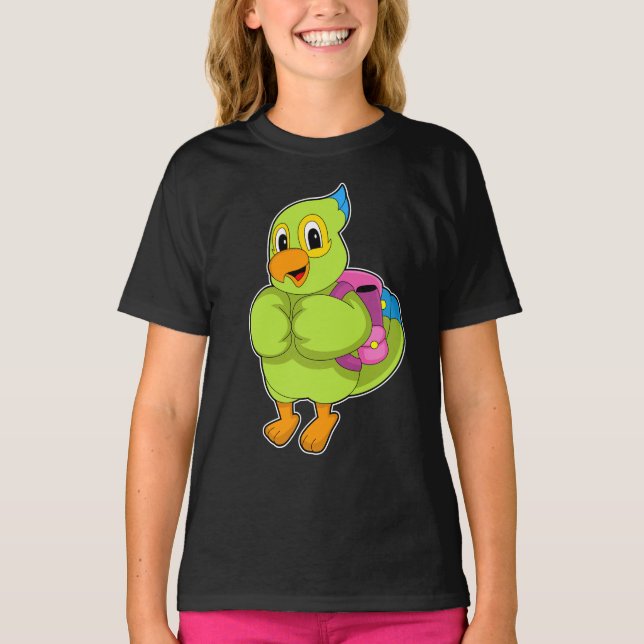 Camiseta Escuela de mochila de pudril de loro (Anverso)