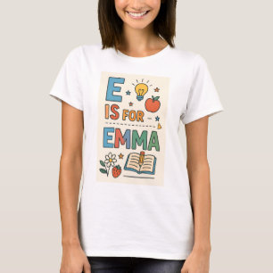 Camiseta Escuela de nombres personalizados PNG, E es para E