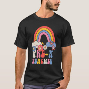Camiseta Escuela de Préstamos Retro Groovy Floral Rainbow