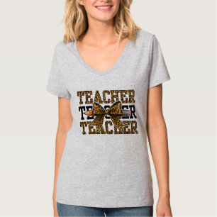 Camiseta Escuela de Profesora de Arco de Leopardo Lápiz Mon