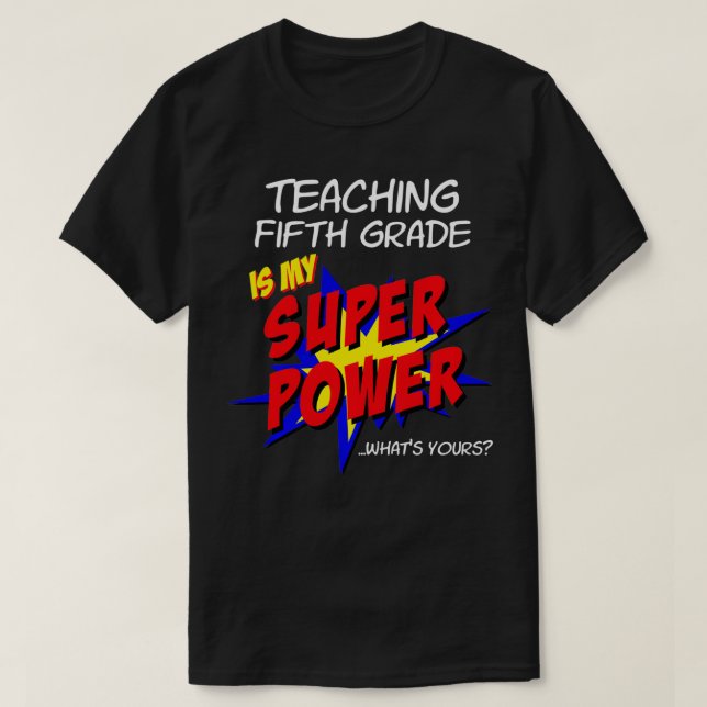 Camiseta Escuela de quinto grado Superheroína superpoderosa (Diseño del anverso)