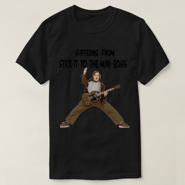 CAMISETA ESCUELA DE ROCK JACK BLACK . (Diseño del anverso)