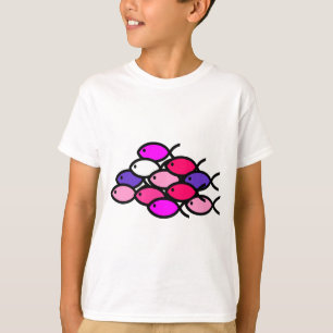 Camiseta Escuela de Símbolos de Pescado Cristiano - Rosa