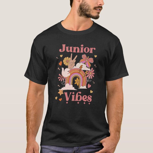 Camiseta Escuela de Vibes Junior Groovy Retro Boho Arcoiris (Anverso)