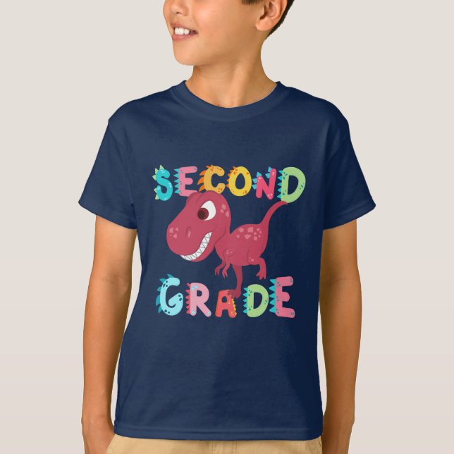 Camiseta Escuela Dino de profesores de 2º GRADO Squad (Anverso)
