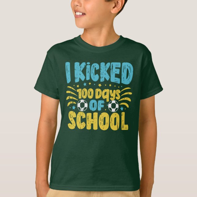 Camiseta Escuela divertida Chiste de fútbol infantil de 100 (Anverso)