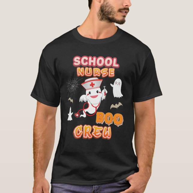Camiseta Escuela Enfermera Boo Crew Halloween Ghost Witch P (Anverso)