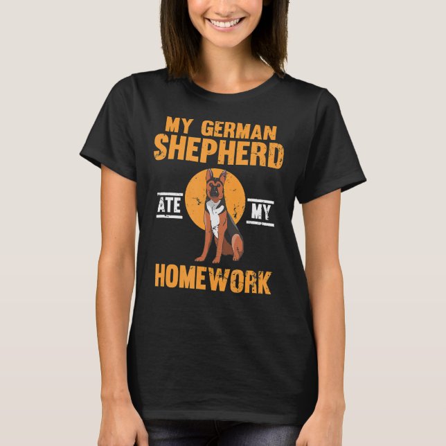 Camiseta Escuela Homework Policía Americana de Pastores Ale (Anverso)