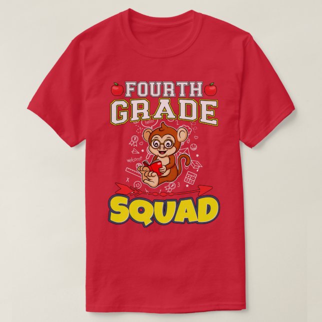 Camiseta Escuela Primaria Funny de Cuarto Grado Squad (Diseño del anverso)