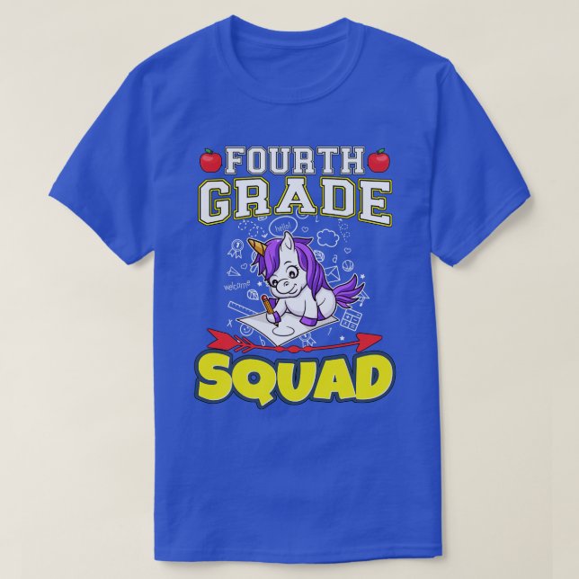 Camiseta Escuela Primaria Funny de Cuarto Grado Squad (Diseño del anverso)