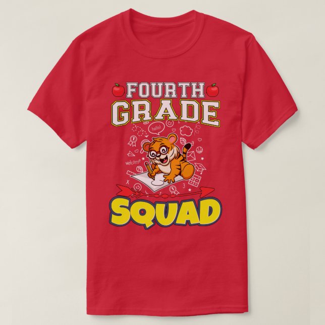Camiseta Escuela Primaria Funny de Cuarto Grado Squad (Diseño del anverso)
