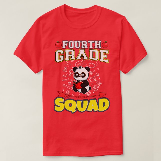 Camiseta Escuela Primaria Funny de Cuarto Grado Squad (Diseño del anverso)