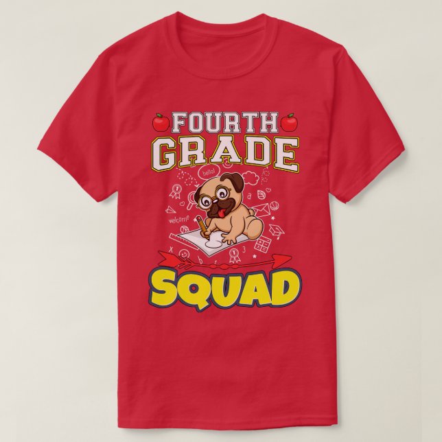 Camiseta Escuela Primaria Funny de Cuarto Grado Squad (Diseño del anverso)