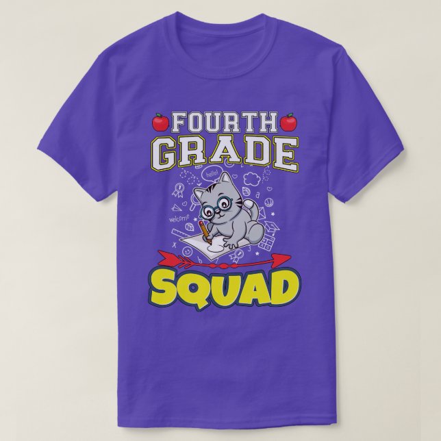 Camiseta Escuela Primaria Funny de Cuarto Grado Squad (Diseño del anverso)
