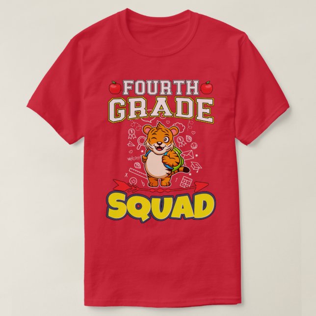 Camiseta Escuela Primaria Funny de Cuarto Grado Squad (Diseño del anverso)